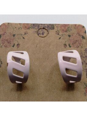 Pink Cut Out Hoop Earrings Twee Y2K Pierced Posts Y2K Twee